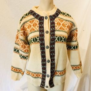 Vintage Gann Sporty Wool Cardigan Sweater Size 40